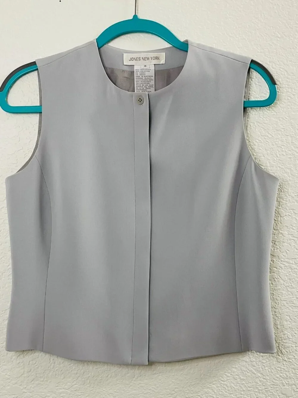 Jones New York Cool Gray Button Up High Neck Vest | Size 8 - Picture 1 of 8